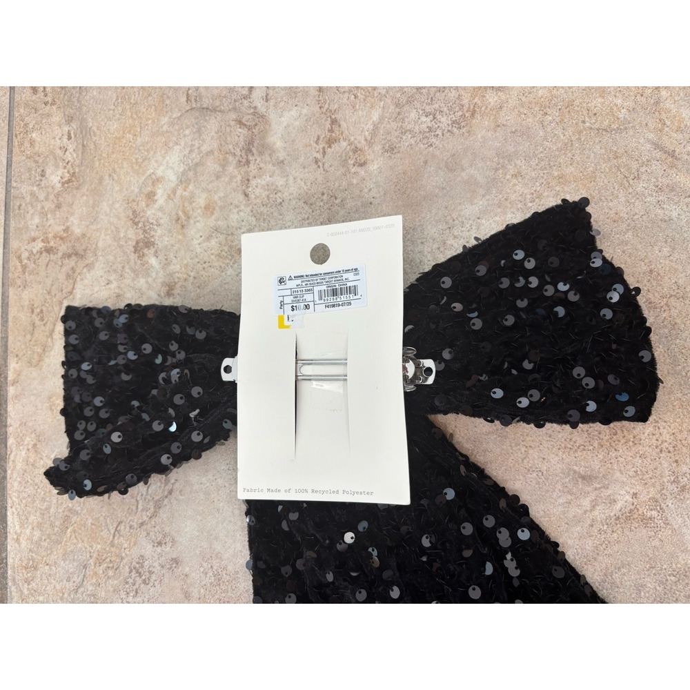 A New Day Bow Hair Clips Set of 2‎ Black Sequin Rhinestone Satin NWT Gift - Picture 4 of 6